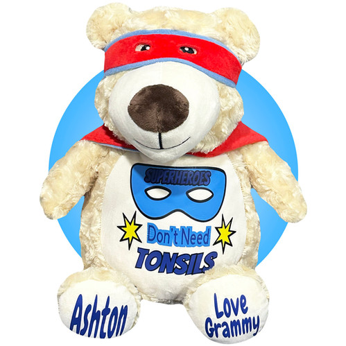 Tonsillectomy Superhero Teddy Bear - Gift for Kids Having Tonsil