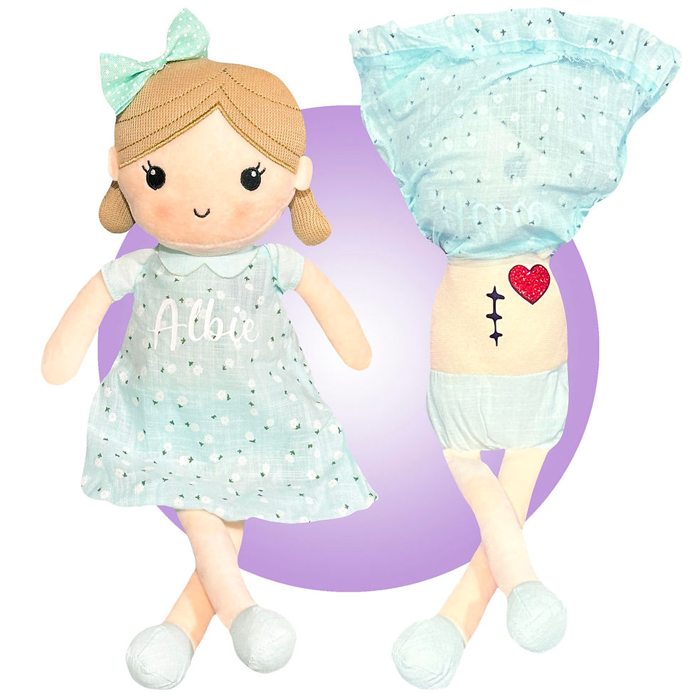 Thumbnail: heart surgery scar doll, gift for little girl having heart surgery, open heart surgery recovery gifts