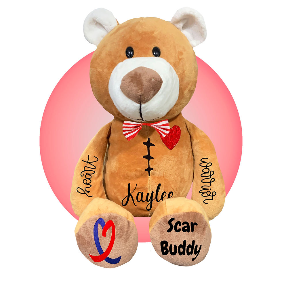 Thumbnail: heart surgery brown teddy bear by kikilishop personalized chd heart warrior teddy bear