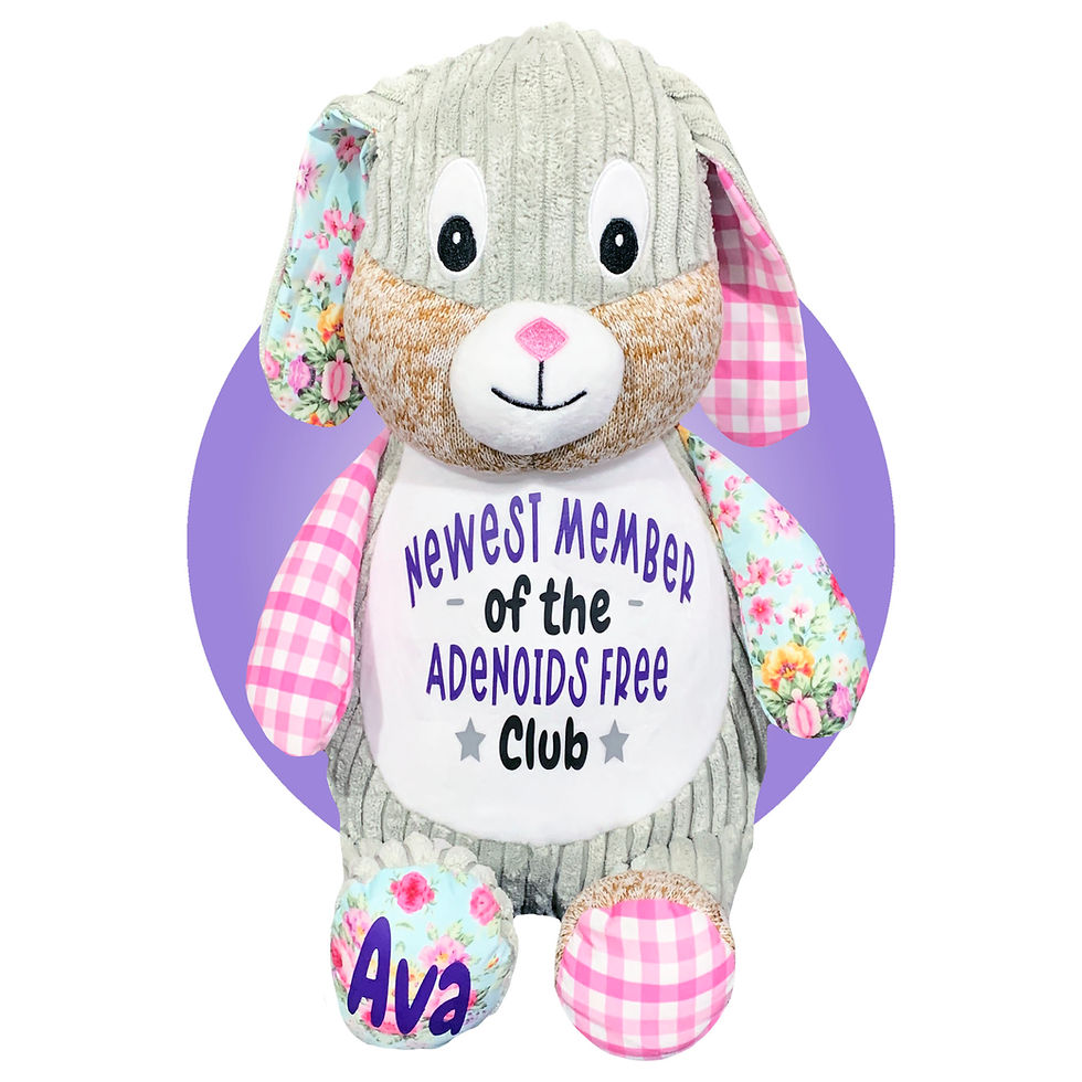 Thumbnail: 17" personalized pink bunny for adenoidectomy, adenoid surgery gift for kids by kikilishop.com