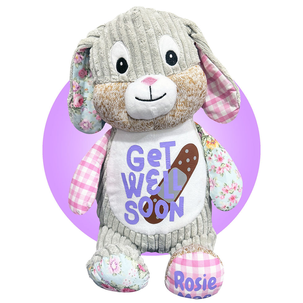 Thumbnail: 17" personalized pink bunny get well stuffed animal for kids