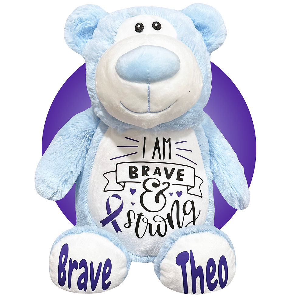 Thumbnail: 17"  personalized blue teddy bear, cancer patient gifts by kikilishop.com