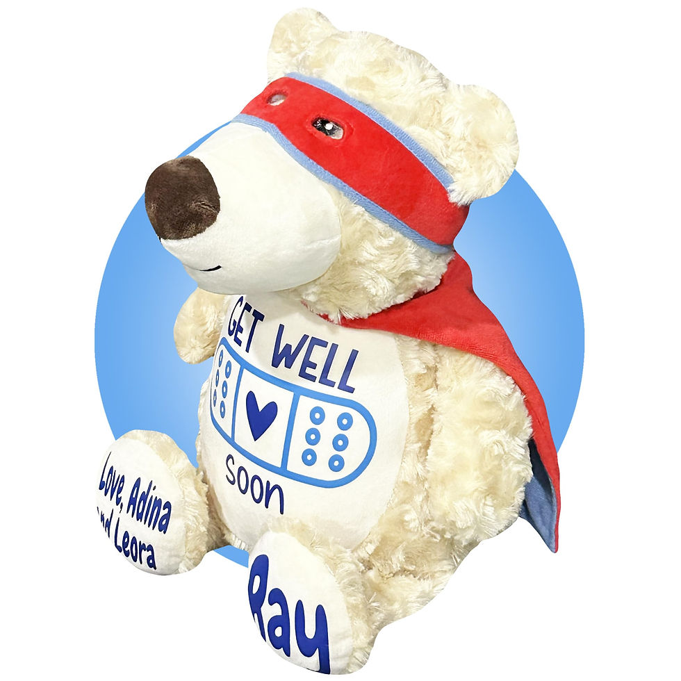 Thumbnail: 17" get well soon superhero teddy bear with large bandage, personalized get well gifts by kikilishop.com