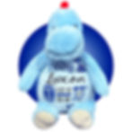 Thumbnail: 17" birth stats dinosaur stuffed animal, nursery decoration, blue dinosaur stuffed plushie with birth information on it