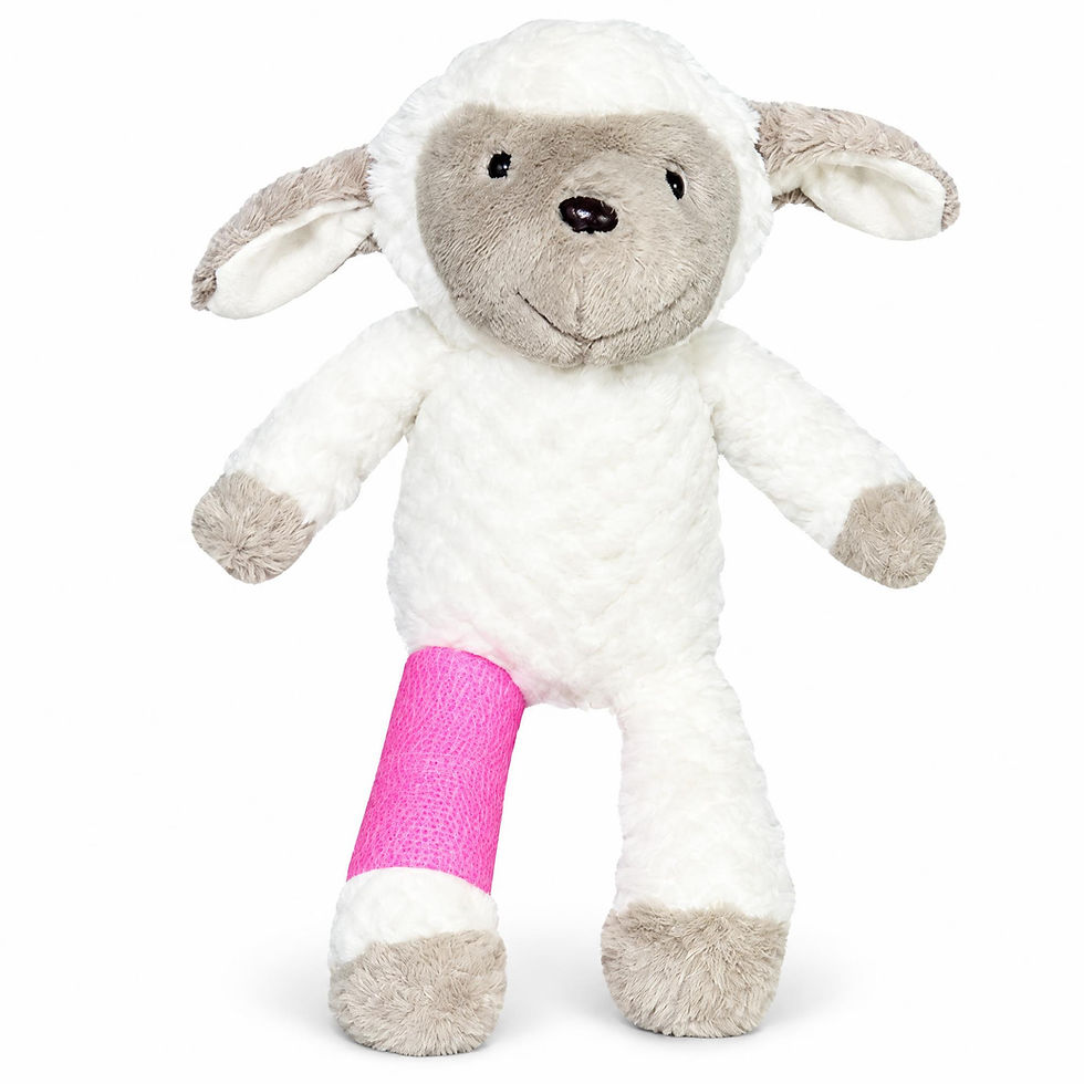 Thumbnail: 14" lamb stuffed animal with cast on arm, leg, wrist or ankle, get well gift for kid with broken bone by kikilishop.com