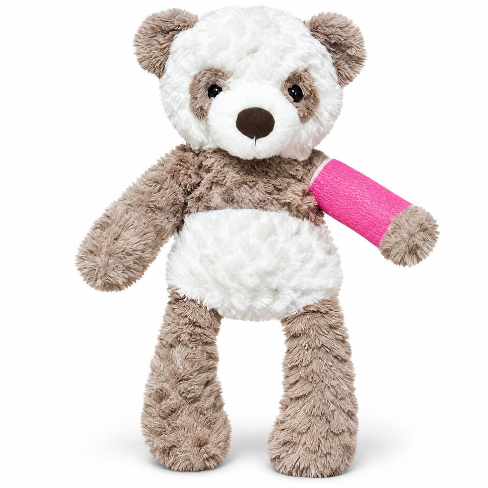 14" panda bear stuffed animal wearing a custom cast color and location by kikilishop.com