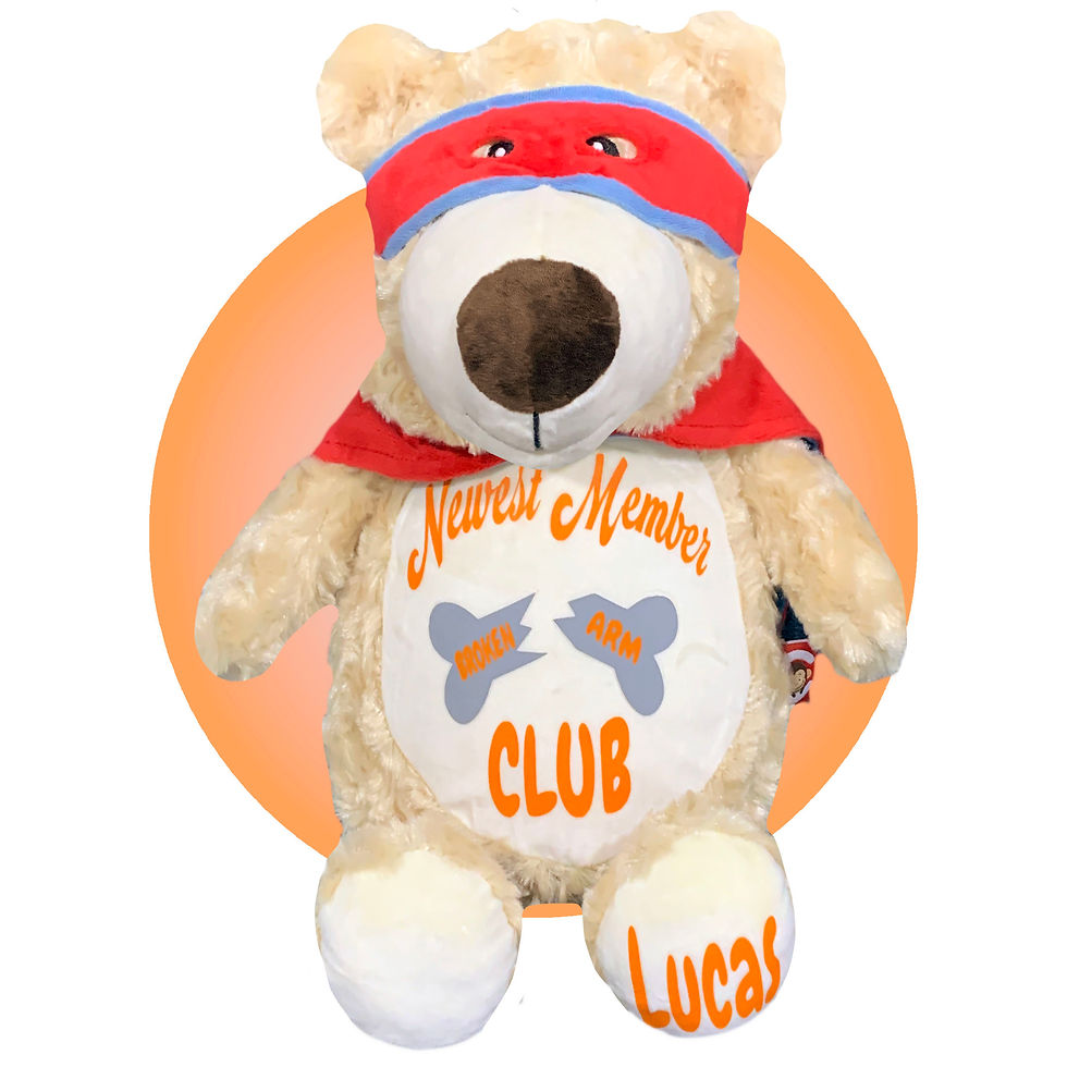 Thumbnail: 17" broken bone superhero teddy bear, personalized bear get well gift for broken bone