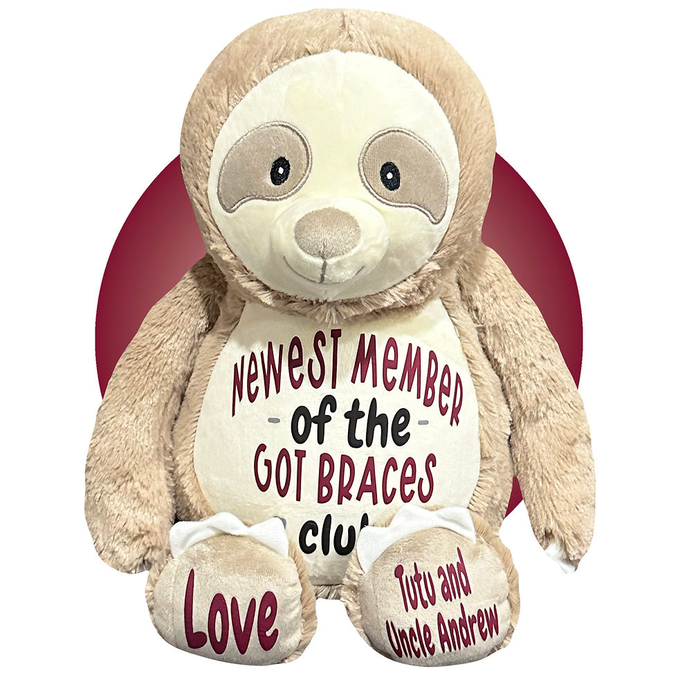 Thumbnail: 17" sloth stuffed animal for kid getting braces, braces get well gifts by kikilishop.com