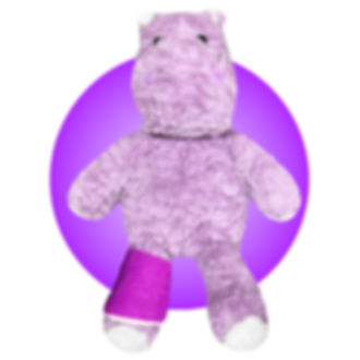 purple hippo with cast on leg, stuffed animal with cast, Kikilishop.com
