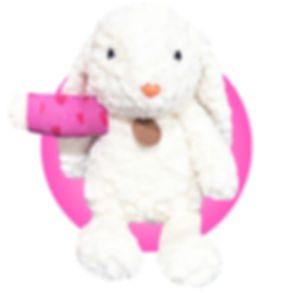 14" white fluffy bunny wearing a cast, get well gift for kid with broken arm or leg by kikilishop.com