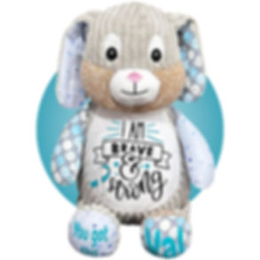17" personalized cancer stuffed animal starry bunny, leukemia gift, gray bunny for cancer patients