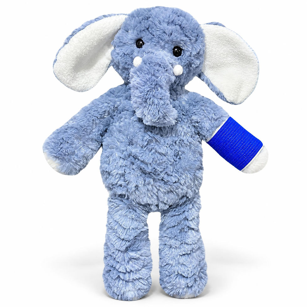 14" blue elephant plush get well gift for kid with broken bone by kikilishop.com