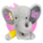 Thumbnail: broken leg stuffed animal, grey elephant plush with cast on arm or leg