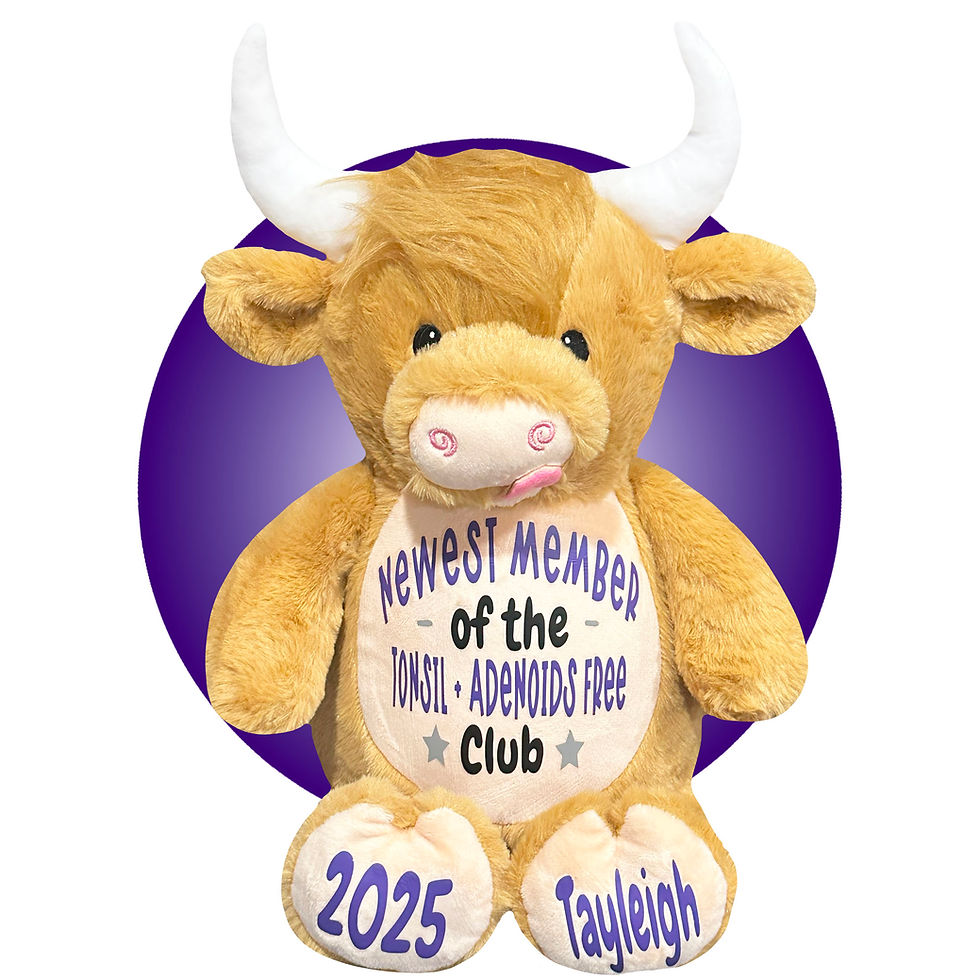 Thumbnail: 17" personalized highland cow, tonsils and adenoids surgery gifts for kids