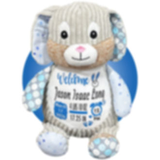 17" birth stats stuffed animal, starry bunny plush with birth information on it by kikilishop.com