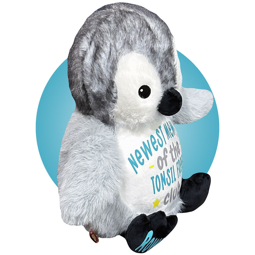 Thumbnail: 17" personalized tonsillectomy penguin, tonsil stuffed penguin, gift for getting tonsils out