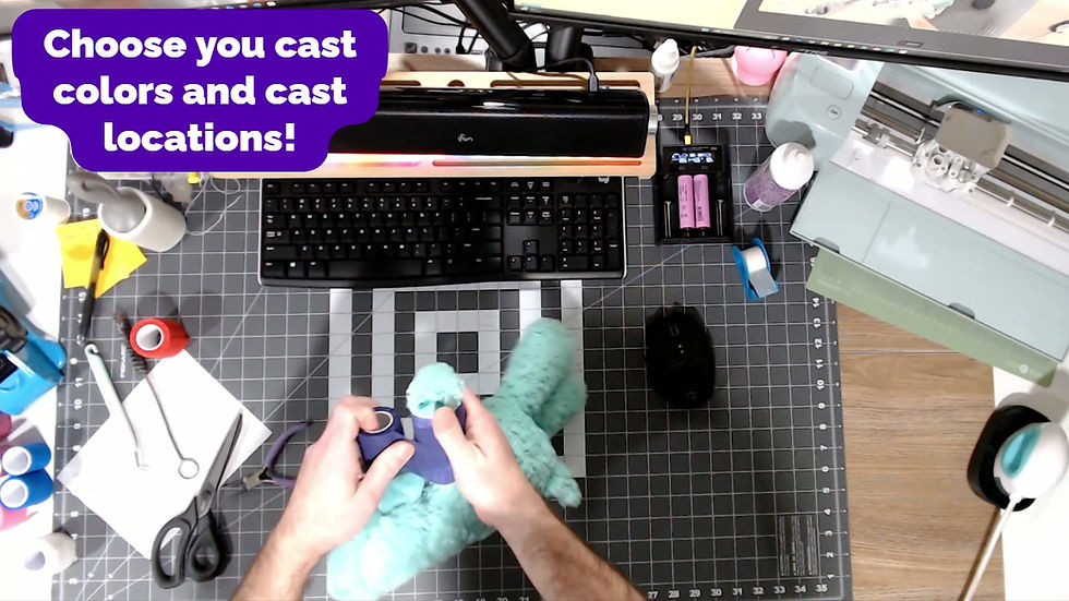 Thumbnail: 14" broken bone dinosaur with custom cast, green dinosaur stuffed animal wearing cast