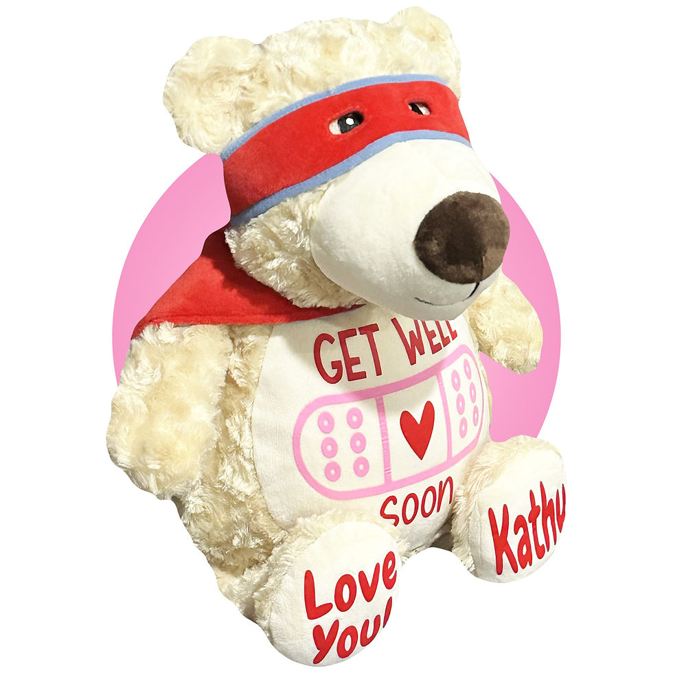 Thumbnail: 17" get well soon superhero teddy bear with large bandage, personalized get well gifts by kikilishop.com