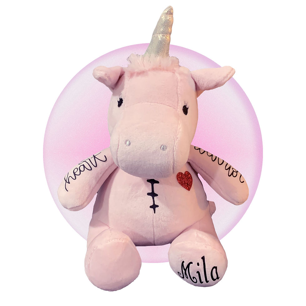 Thumbnail: heart surgery stuffed animal, personalized pink unicorn for heart surgery by kikilishop.com