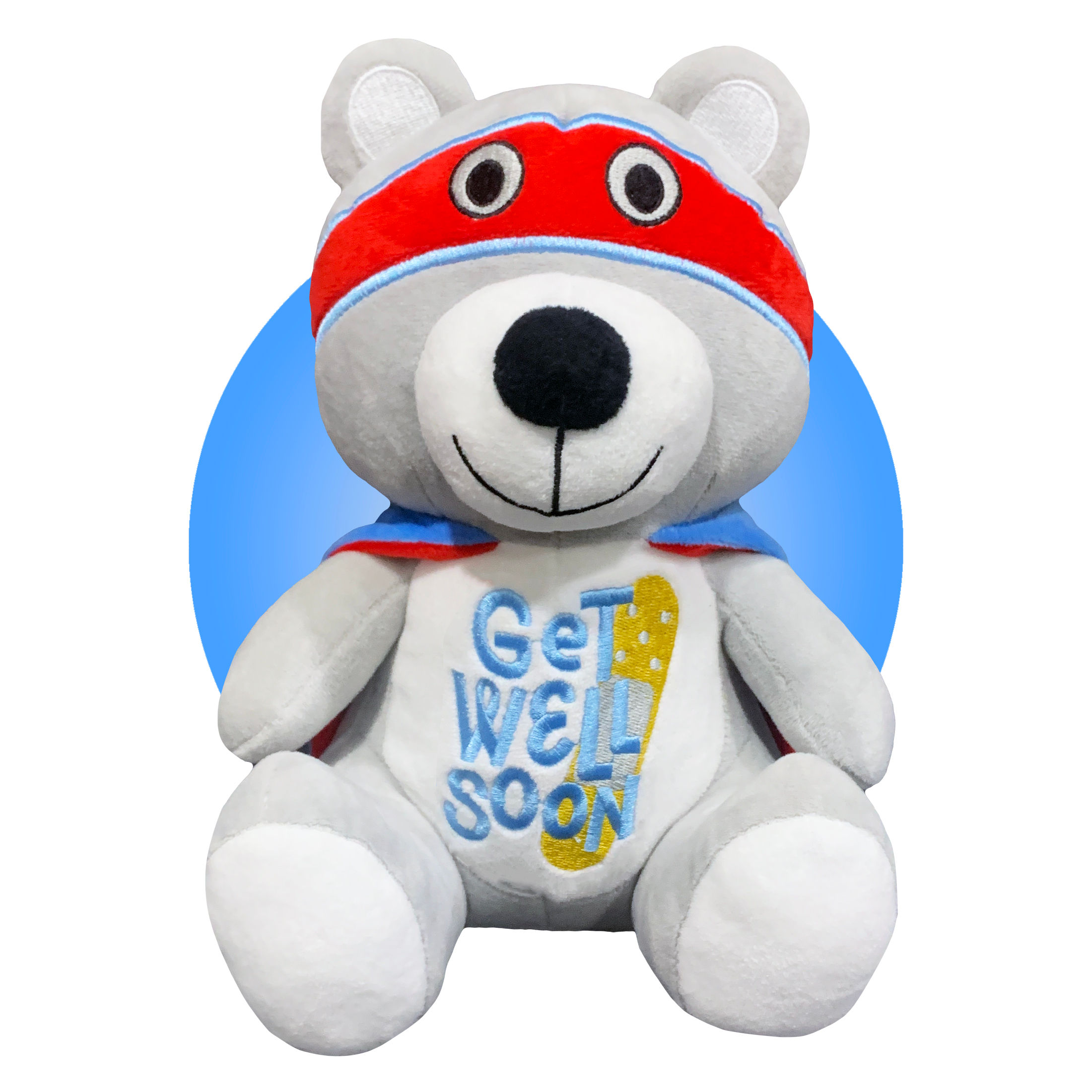 9" Superhero Get Well Soon Teddy Bear - Embroidered Chest!
