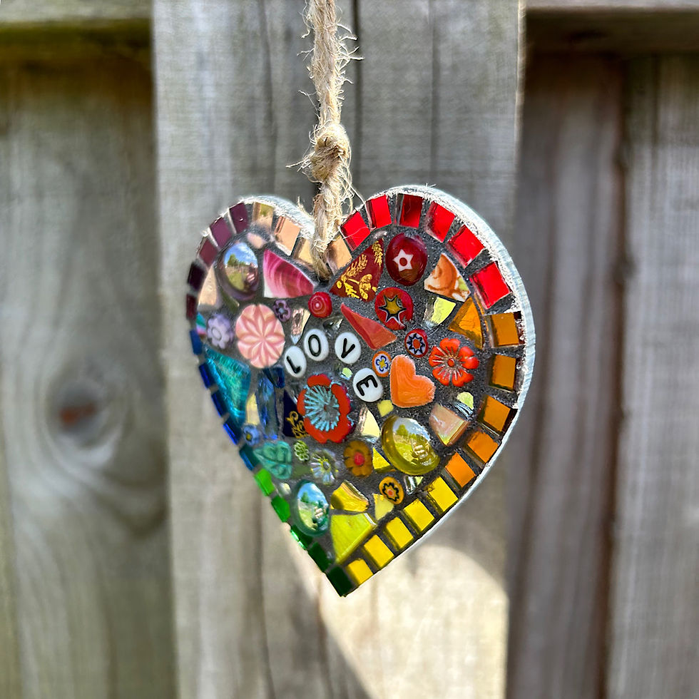 Thumbnail: Outdoor Mosaic: Rainbow Brights - Small Love Heart