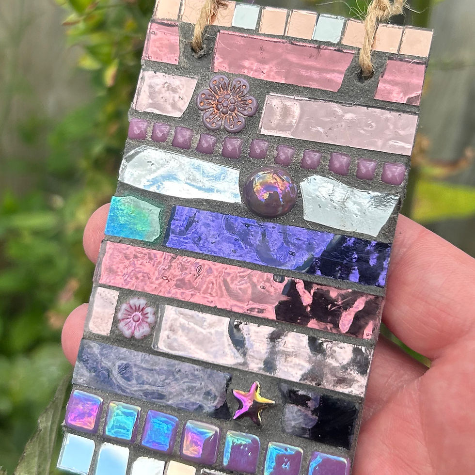 Thumbnail: Outdoor Mosaic: Slate colour block hanger - Sugar Plum