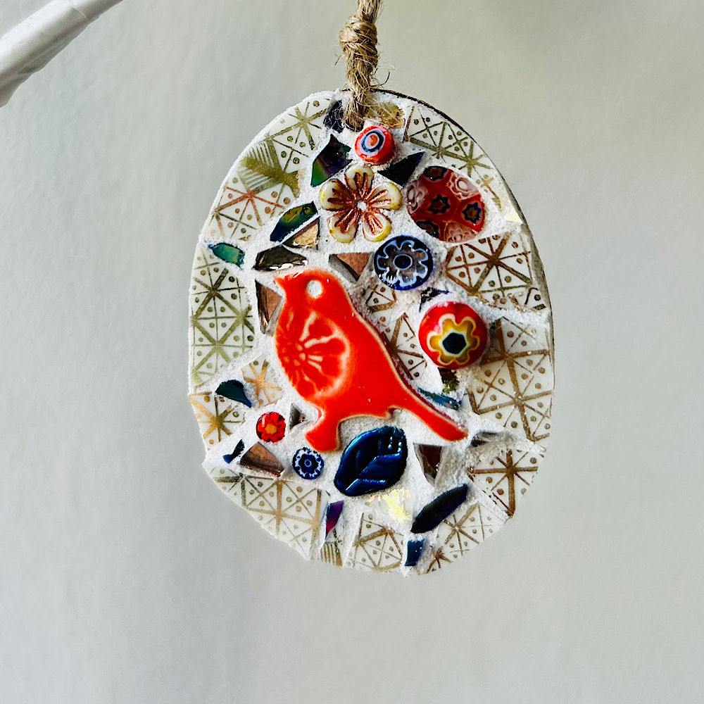 Indoor Mosaic: Mini Orange and Gold Easter Egg