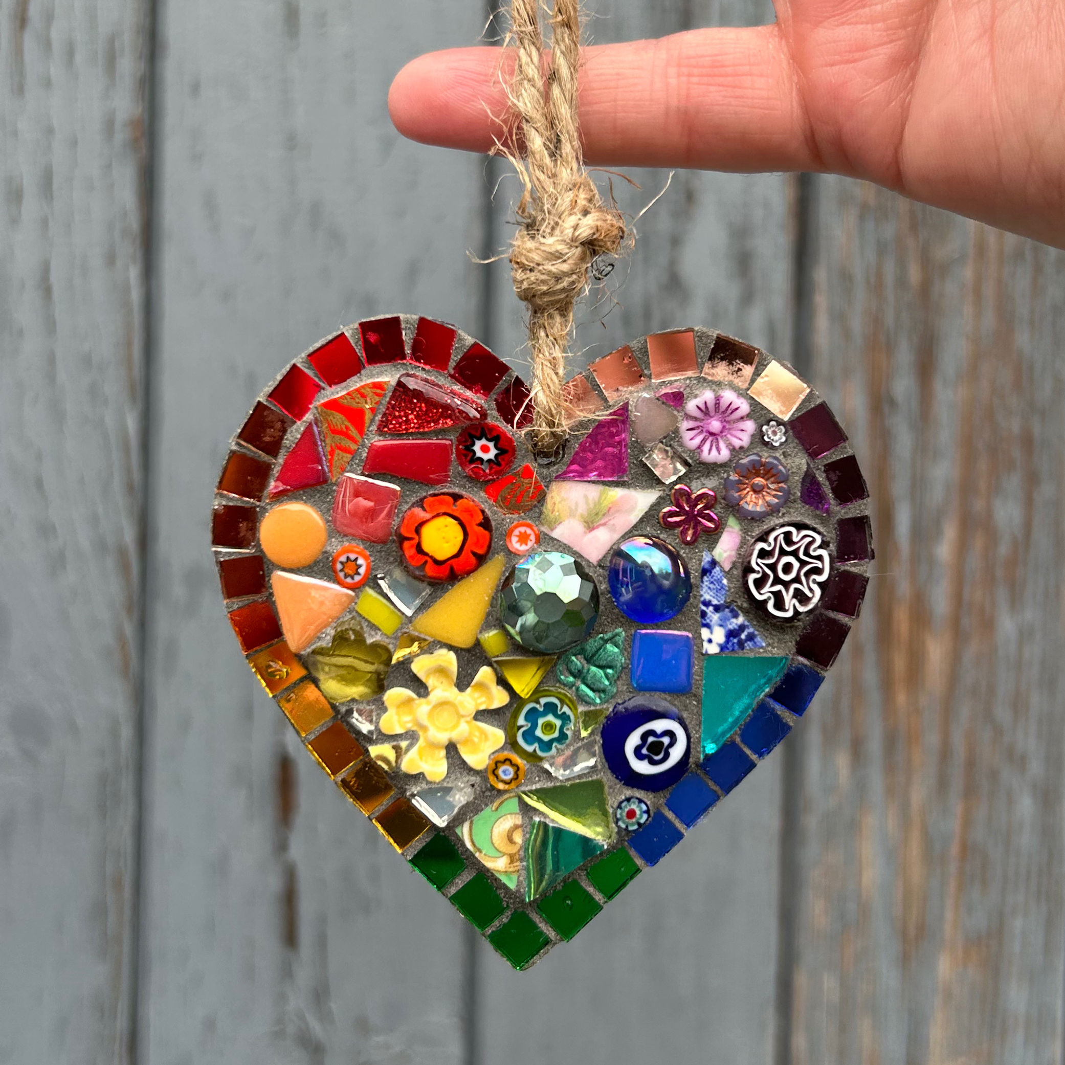 Outdoor Mosaic: Rainbow Brights - Small Heart