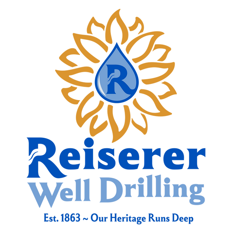 Reiserer Well Drilling Sunflower and Water drop Logo