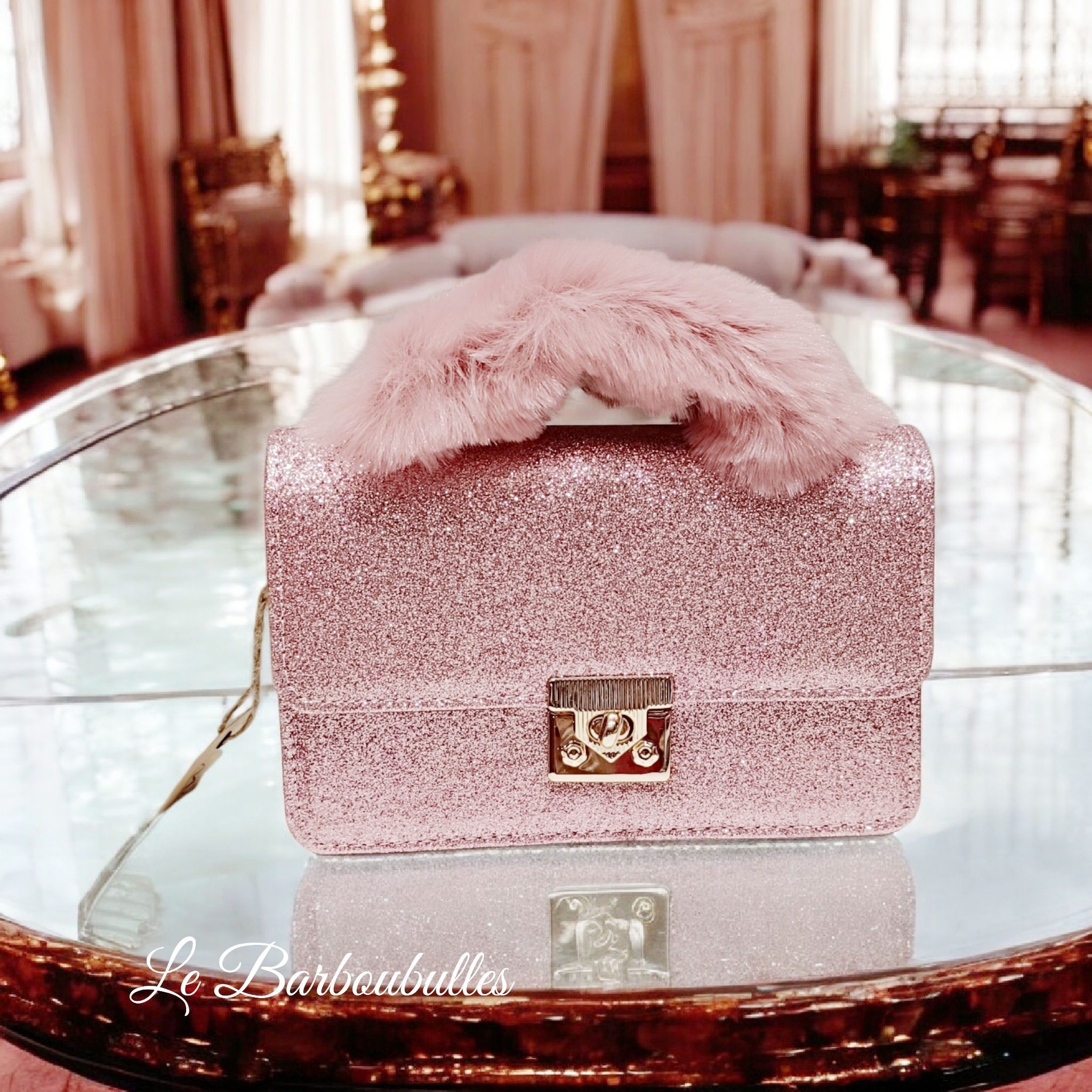 Sac Glitters & Faux Fur Pink