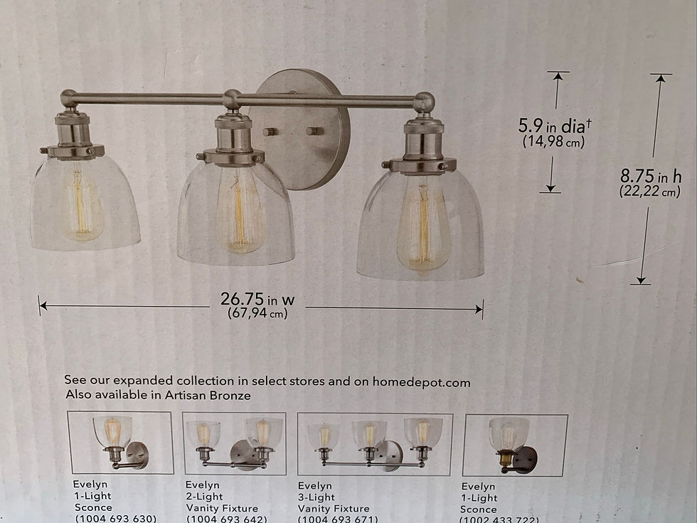 Thumbnail: Home Decorators Collection Evelyn 3-Light Brushed Nickel Vanity 1004693671 NEW