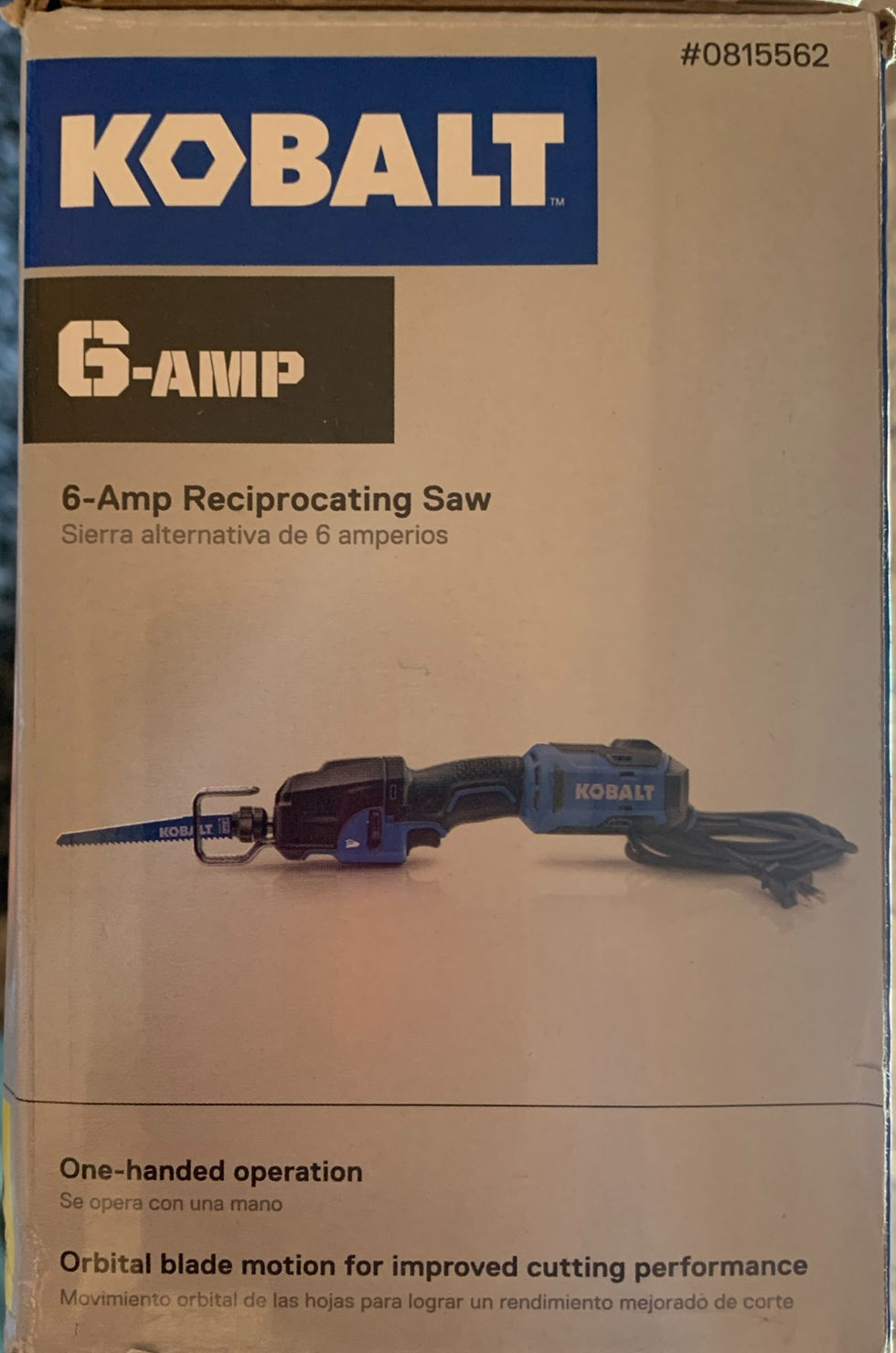 Thumbnail: KOBALT 0815562 6 AMP Reciprocating Saw CORDED Orbital Action Variable Speed USED