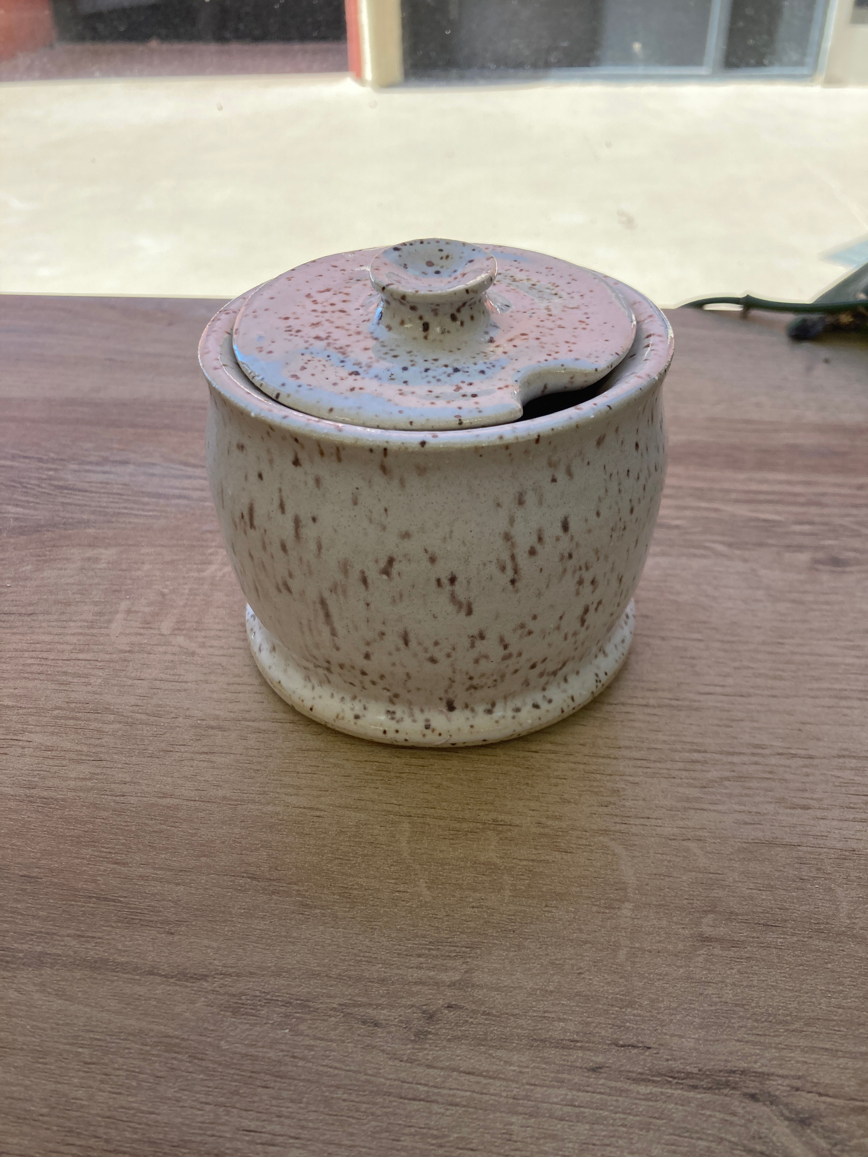 Small Speckled Jar with Spoon Rest