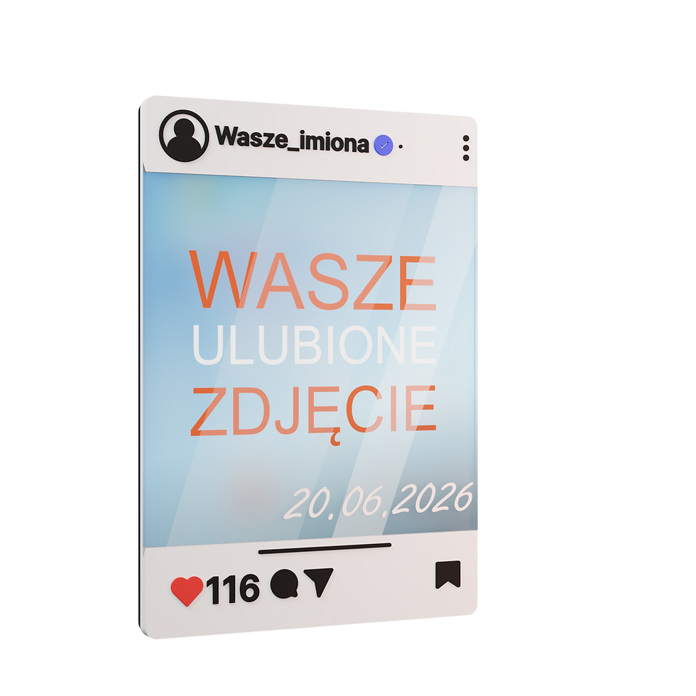 Miniatura: Przykładowy projekt Magnesu Wspomnień z imionami, datą ślubu i liczbą Gości