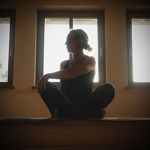 Yoga Schatten Sonnelicht Umriss Yog-Studio Fenster