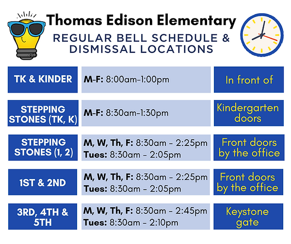 2024-25 NEW bell schedule for edison elementary