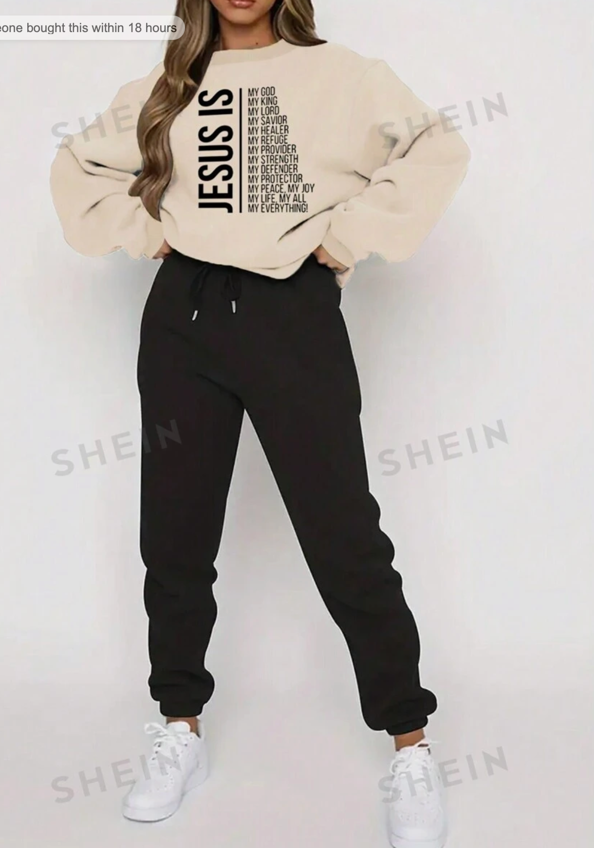 pcs/Set Casual Fashionable Sweatshirt And Sweatpants With Text Pattern