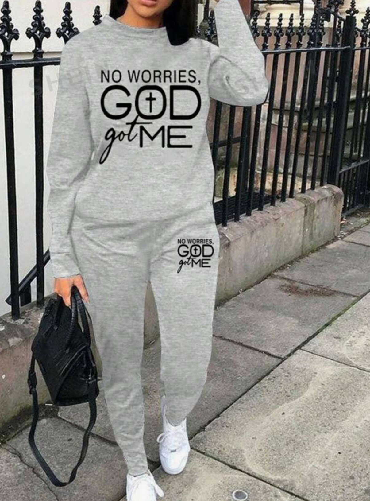 Women's Slogan Printed Sweatshirt & Sweatpants Set