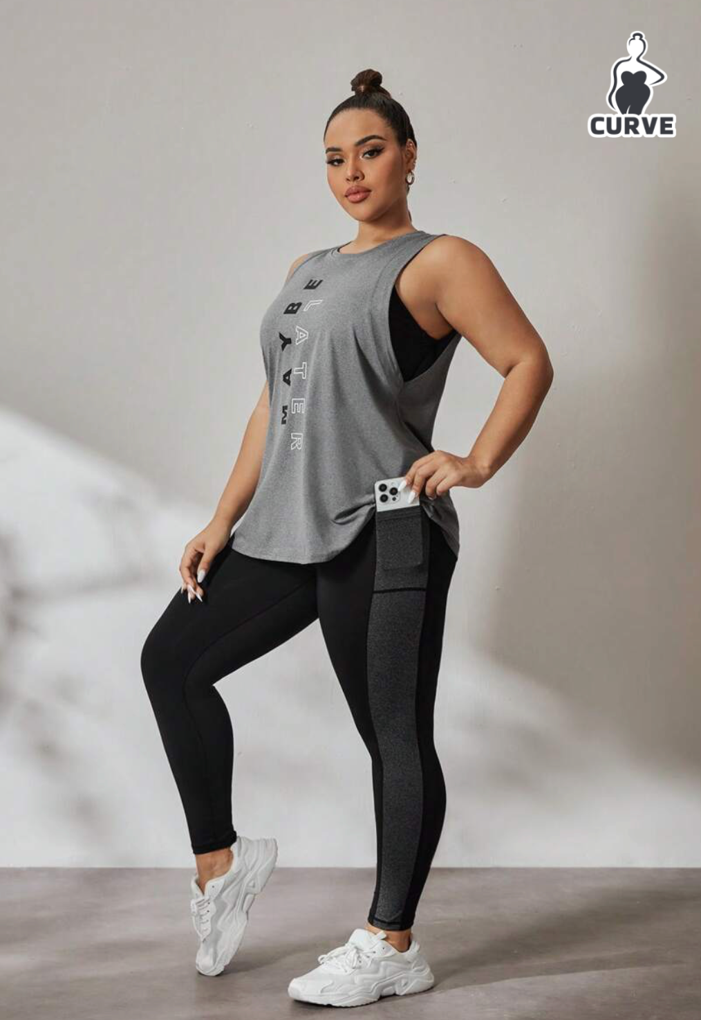 Round Neck Tank Top And Contrast Color Pants Sport