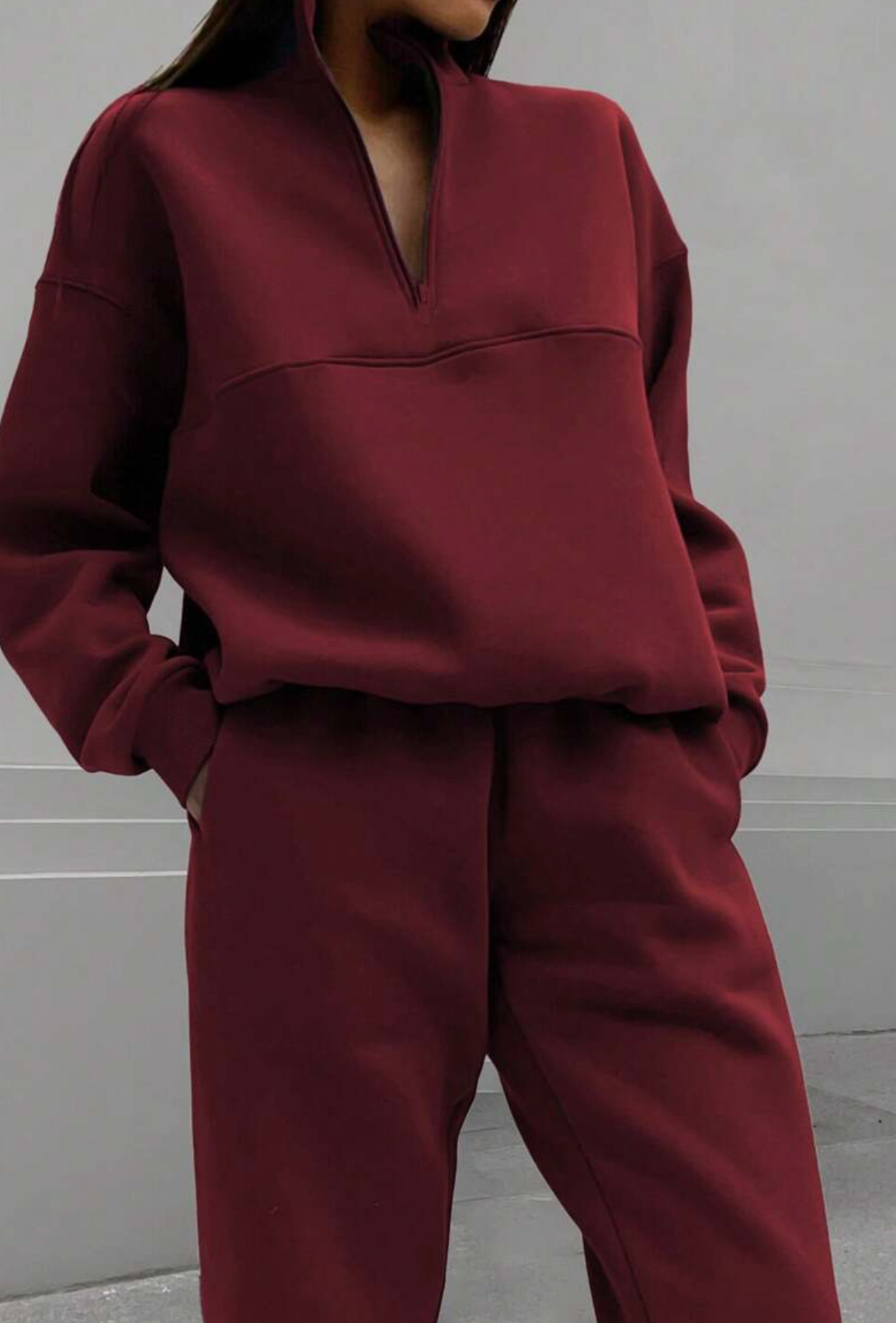 Carly Lawrence SHEIN EZwear Women's Half Zipper Hoodie And Jogger Pants