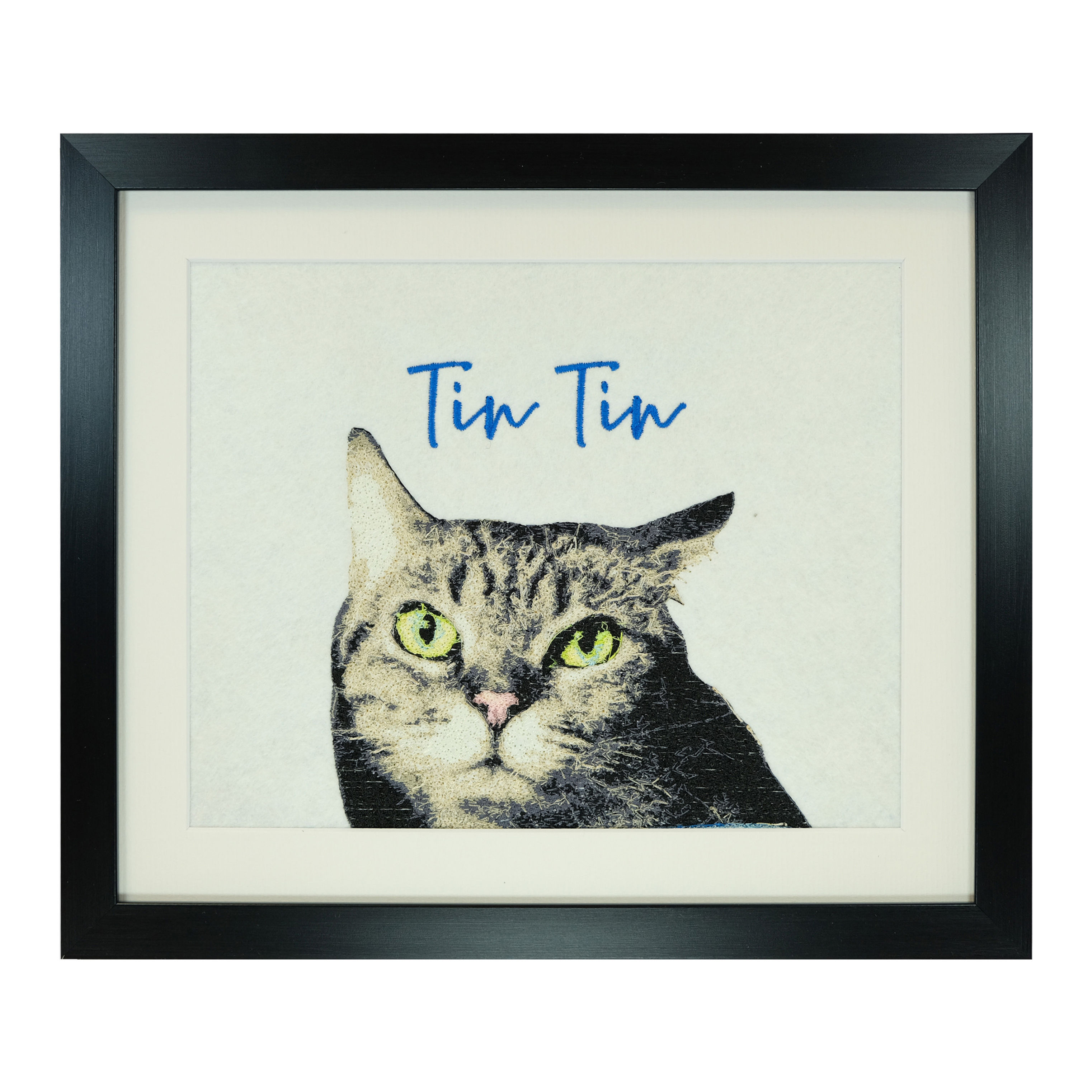 Custom Multicolour Embroidery Cat Portraits (12"x10" Size Frame)