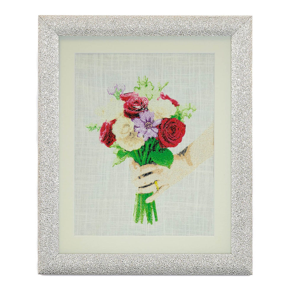 Thumbnail: Custom Multicolour Embroidery Bridal Bouquet (12"x10" Size Frame)