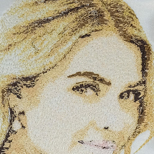Thumbnail: Custom Multicolour Embroidery Portraits (A3 Size Frame, Satin Fabric)