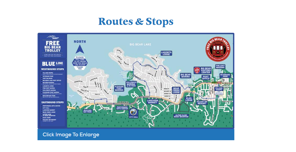 The Blue Line Trolley Map For Big Bear