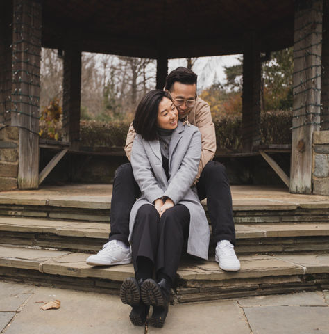 Korean couple holding each other