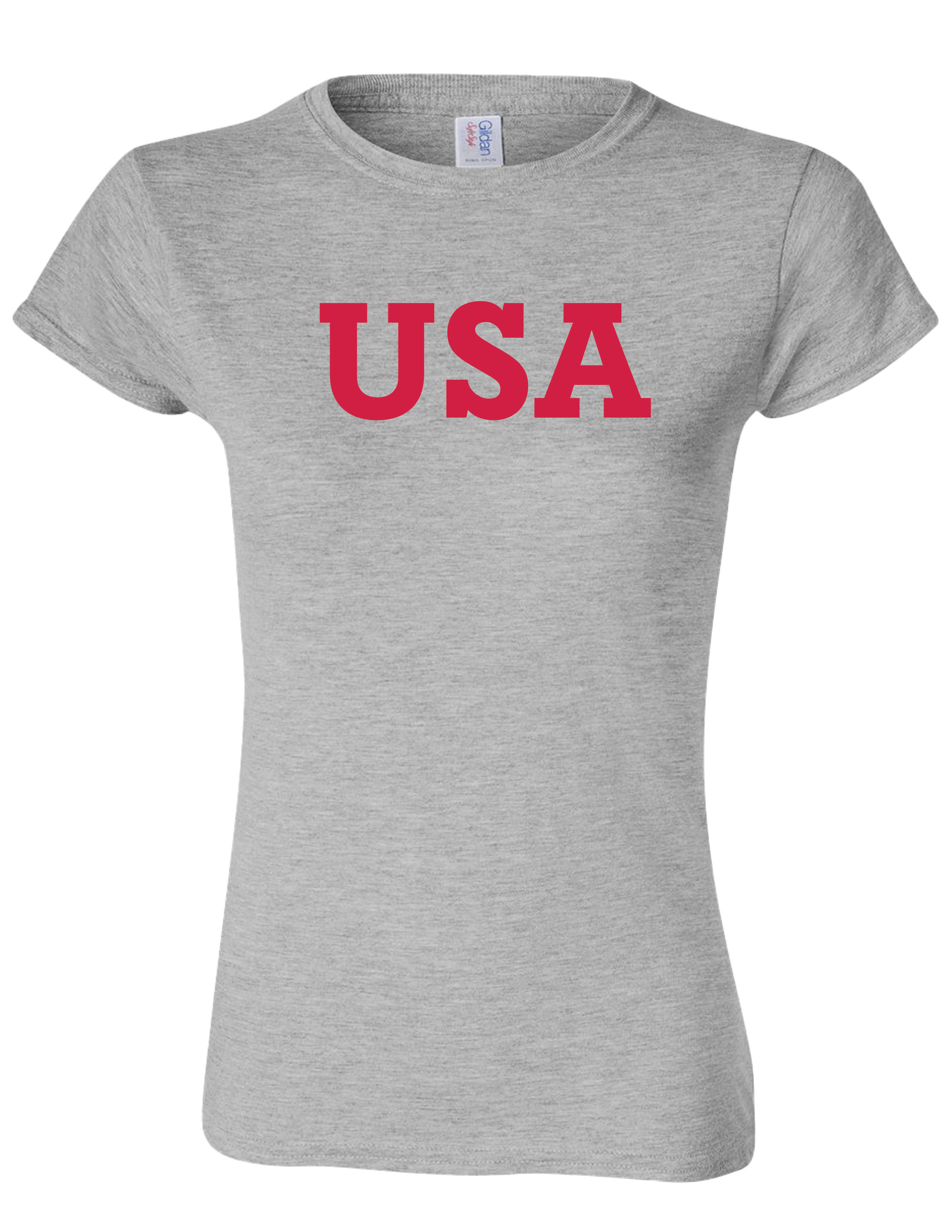 Ladies Softstyle USA Red Graphic T-Shirt