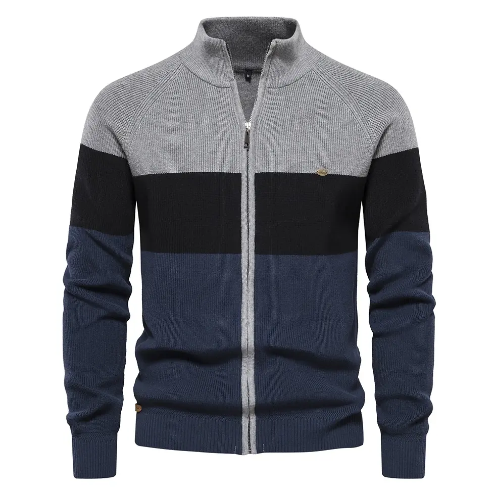 Thumbnail: Patchwork Color Sweater for Men High Quality Youth Men Cotton Sweater