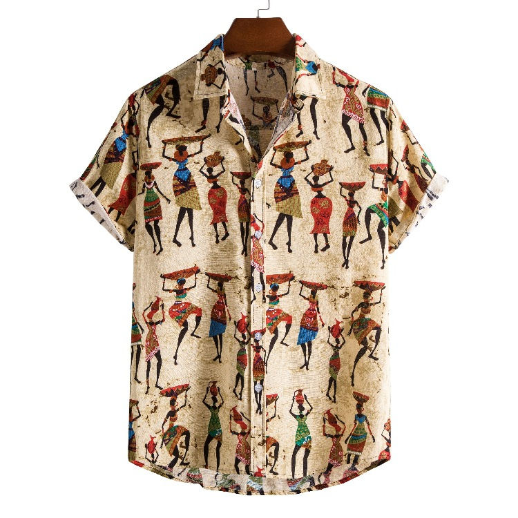 Miniatura: New Summer Fashion Plus Size T-Shirt Short Sleeve Lapel Shirts Loose Shirt Men