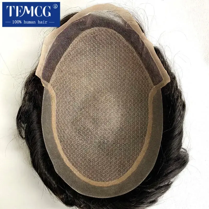 Thumbnail: Silk Base With Swiss Lace Front Prosthesis Men Toupee 100% Human Hair