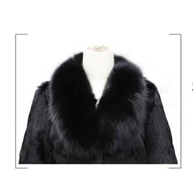 Thumbnail: High Quality Winter Warm Fluffy Faux Fox Fur Collar Jacket Overcoat Lu1238